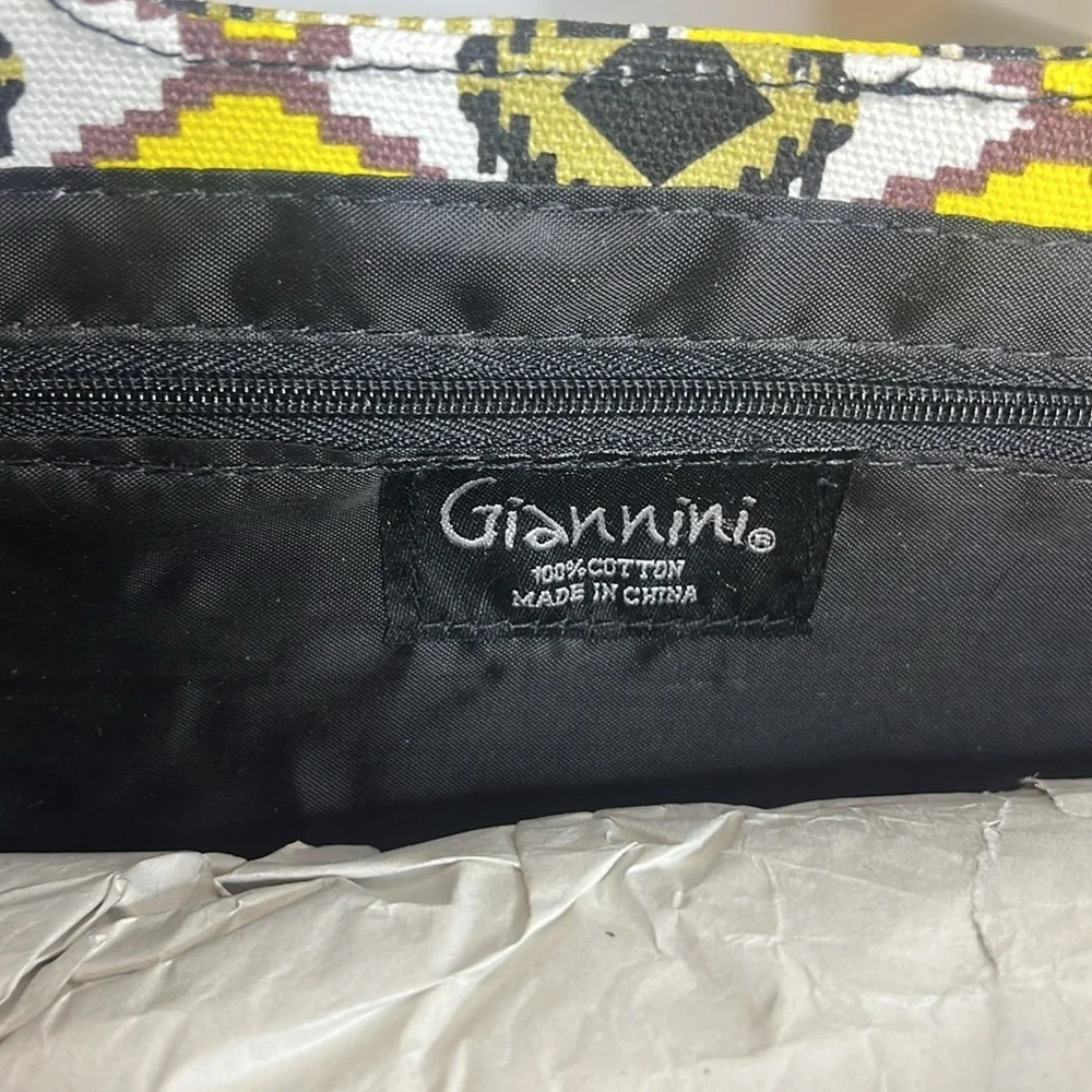 Yellow and Brown Patterned Clutch - Picture 6 of 9